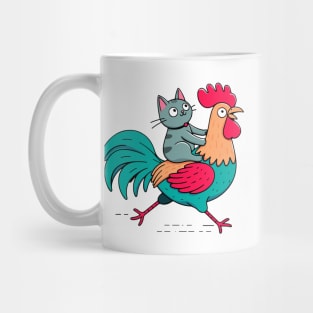 Cat on a Rooster Mug